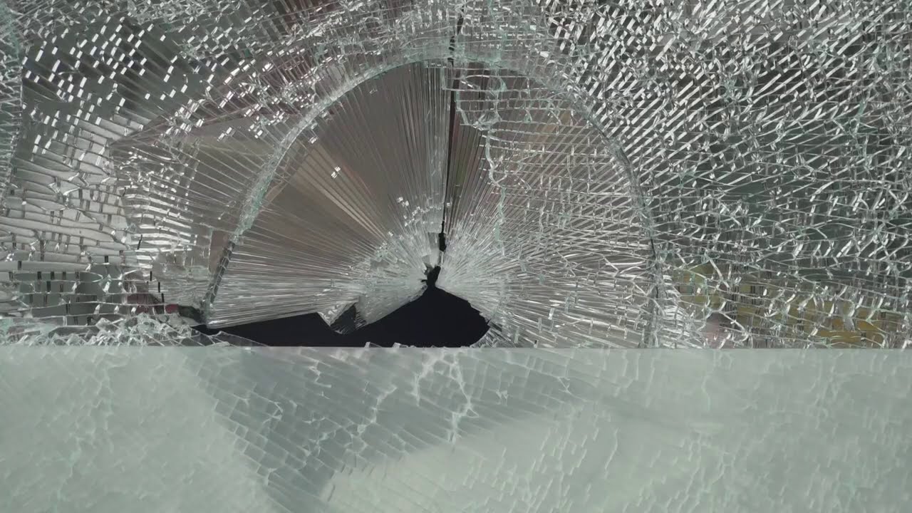 Aftermath of vandalism in Northeast Portland where dozens of buildings were damaged
