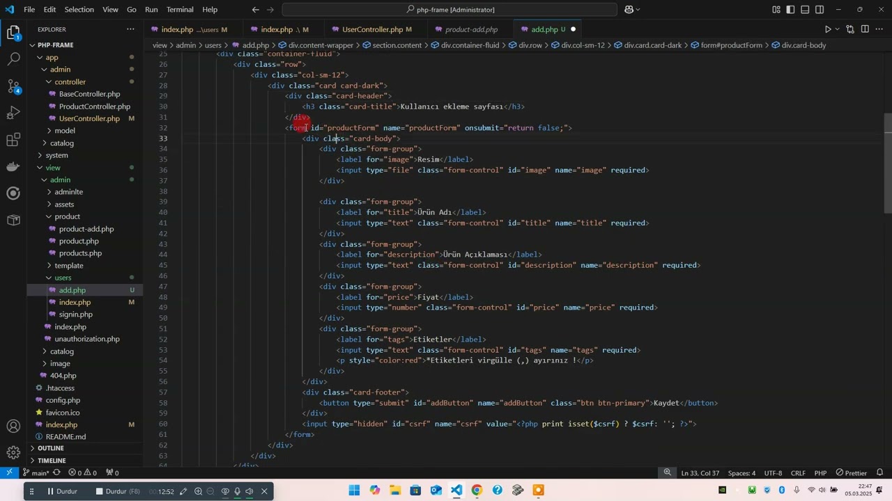 PHP 8.3 ile Kullanıcı Ekleme ve Rol Yetkilendirme | Güvenli ve Esnek Yetki Sistemi #php #opensource