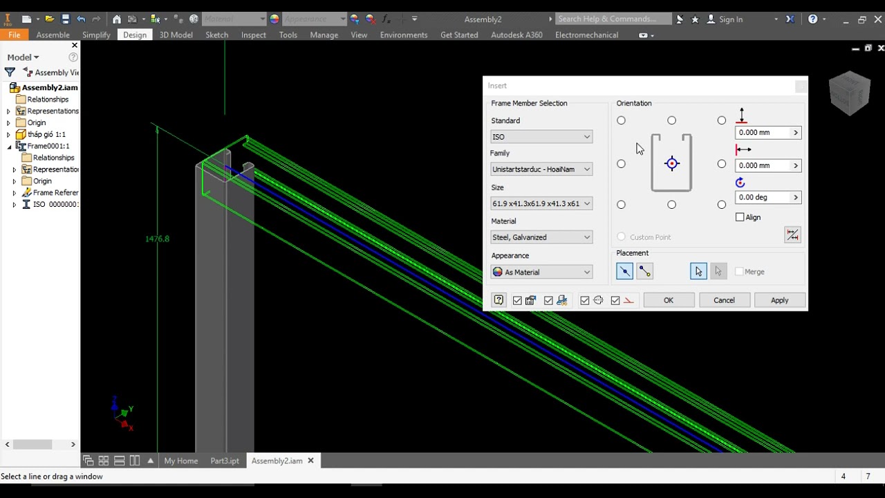 Tạo profile Khung trong INVETOR