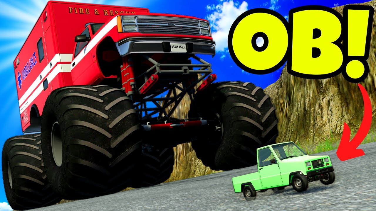 OB & I Used a MONSTER TRUCK to CRUSH a TINY CAR in BeamNG Drive Mods!
