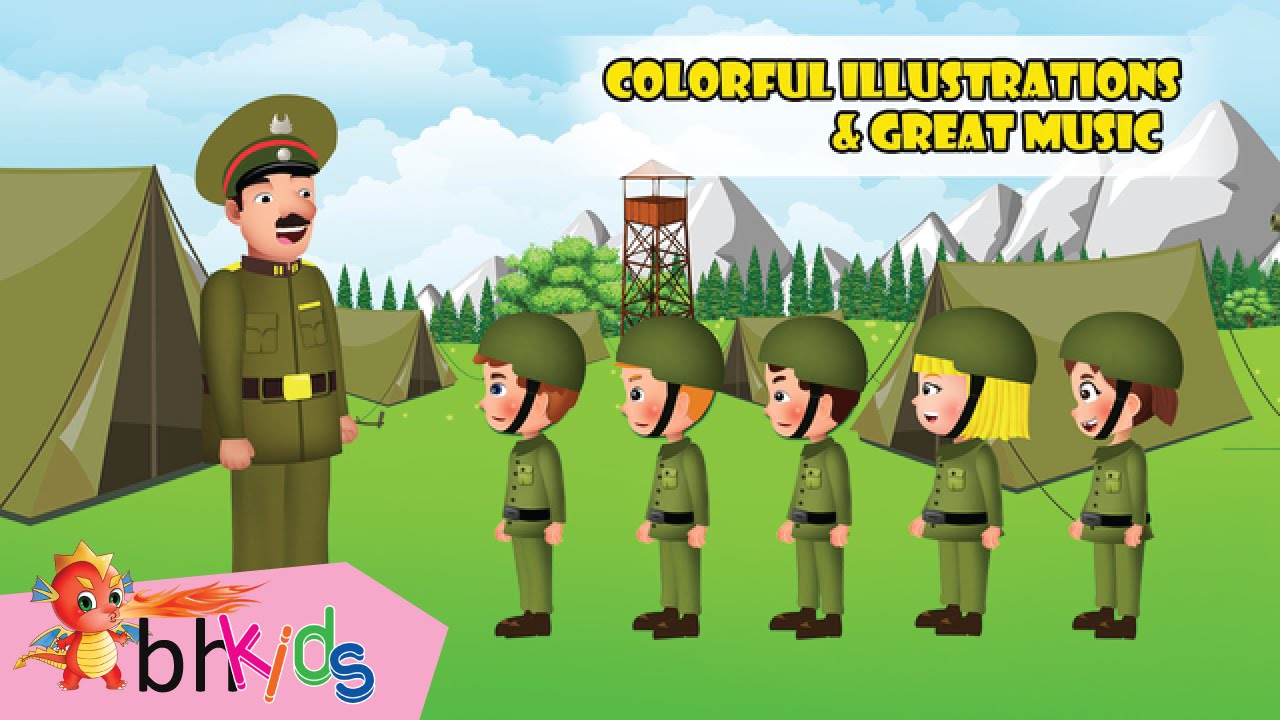 Five Little Soldiers | Animation For Kids | Nursery Rhymes Songs For Children