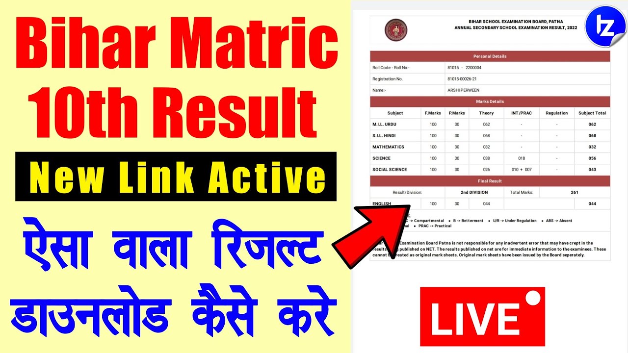 Direct Link !! Marksheet वाला Bihar 10th Result Download कैसे करे | bihar matric result pdf print