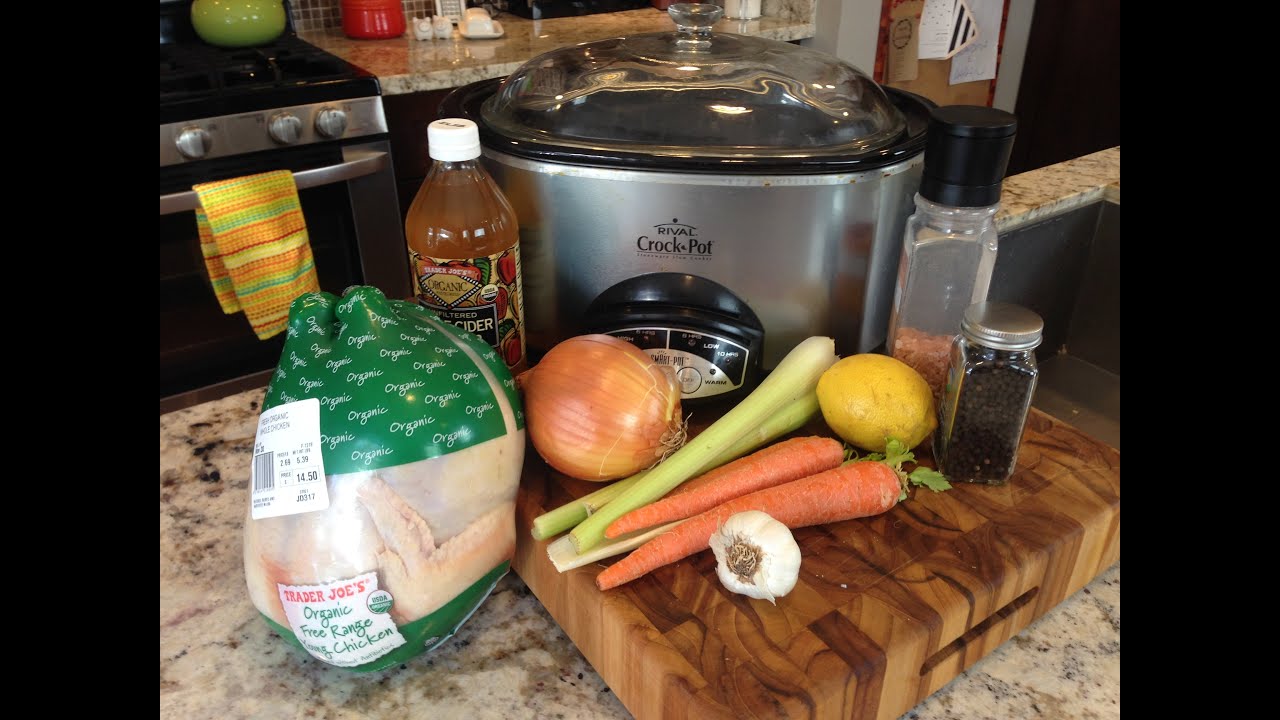 How to Cook a Whole Chicken and Make Bone Broth in the Slow Cooker
