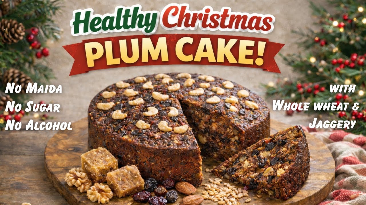 no oven at home ?? don't worry..now you can make this HEALTHY Christmas🎅🏼 cake with & without oven🎄