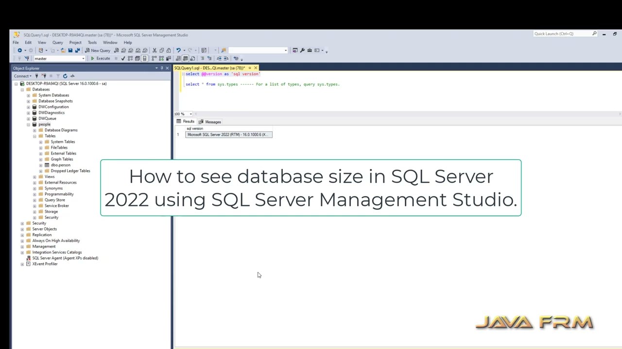 So zeigen Sie die Datenbankgr&ouml;&szlig;e mit SQL Server Management Studio in SQL Server 2022 an