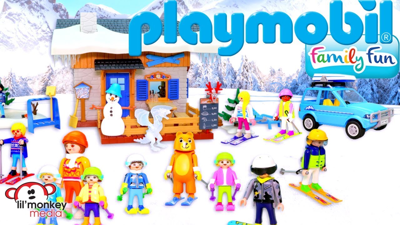 Playmobil Family Fun Collection Build & Play - Ski Lodge, Snow Fort, Snowboarder, Skiers and More!