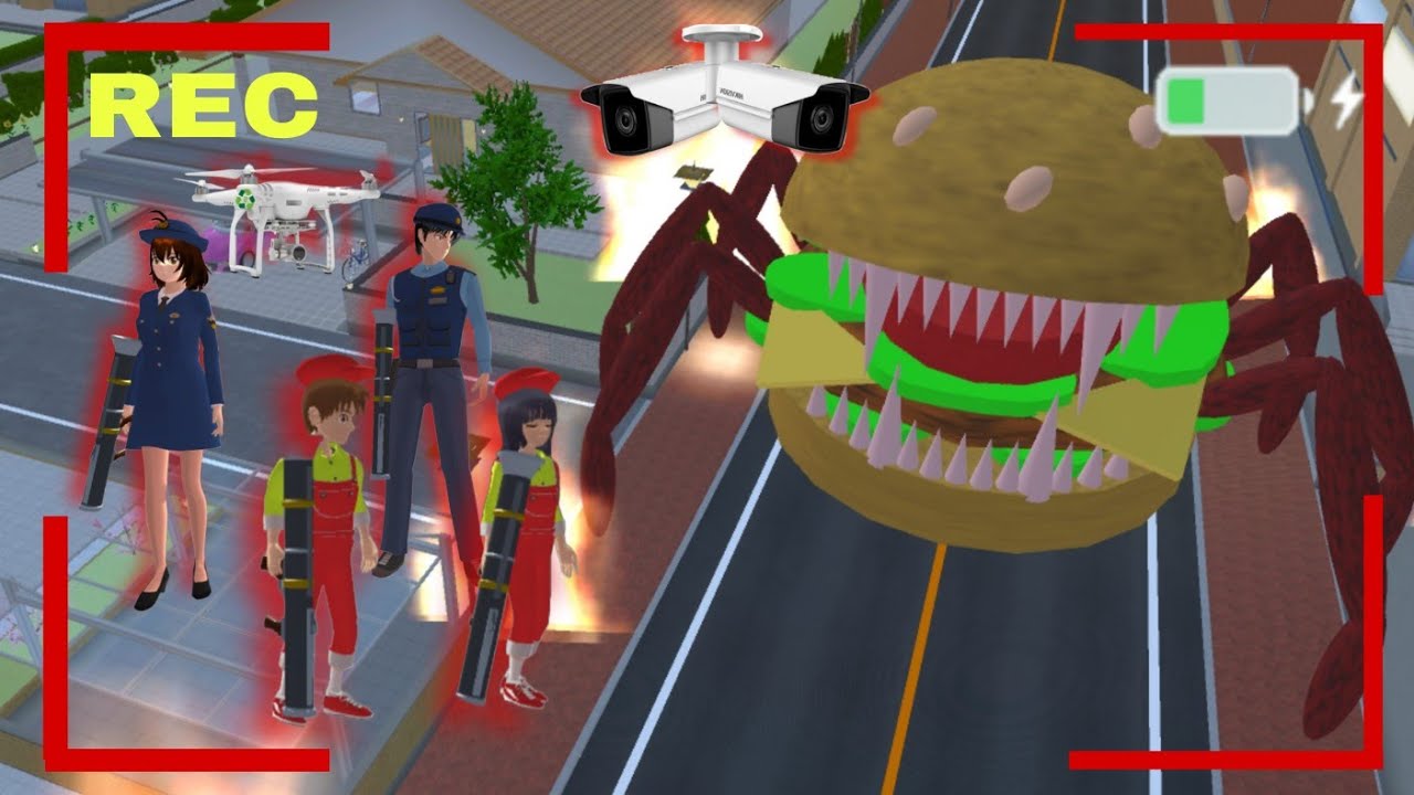 CCTV Rekam Penampakan HAMBURGER Eater MENYERANG KOTA SAKURA | SAKURA SCHOOL SIMULATOR 