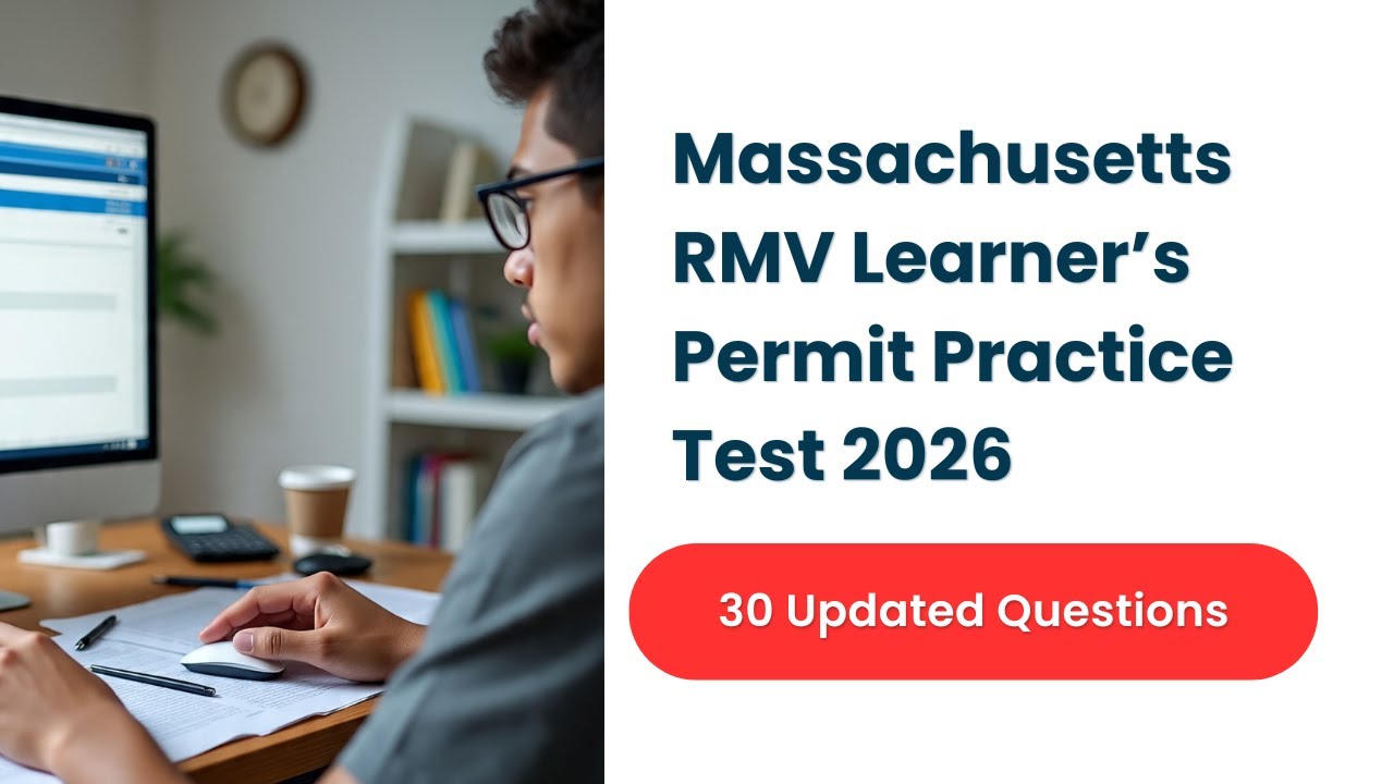 Massachusetts RMV Learner&rsquo;s Permit Practice Test 2026 | 30 Updated Questions & Answers