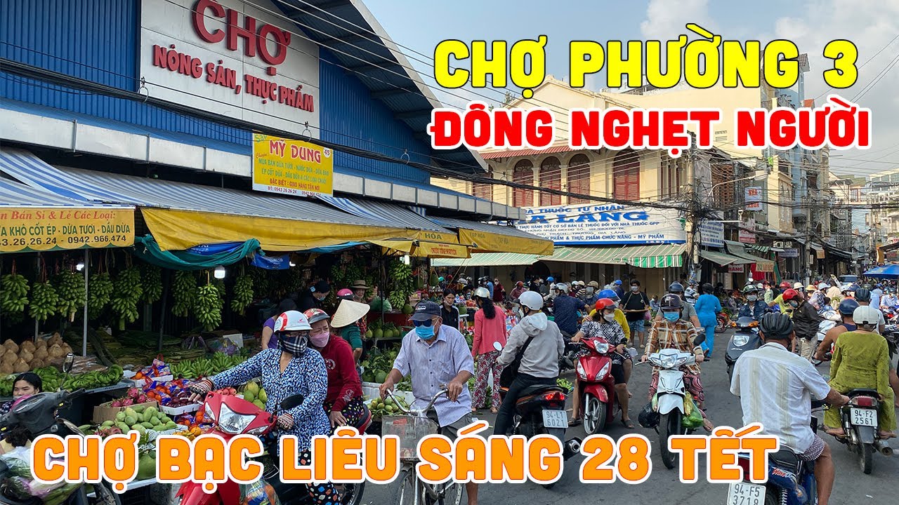 Chợ Bạc Liêu sáng 28 Tết thất thủ dòng người đông nghẹt đi chợ mua sắm Tết