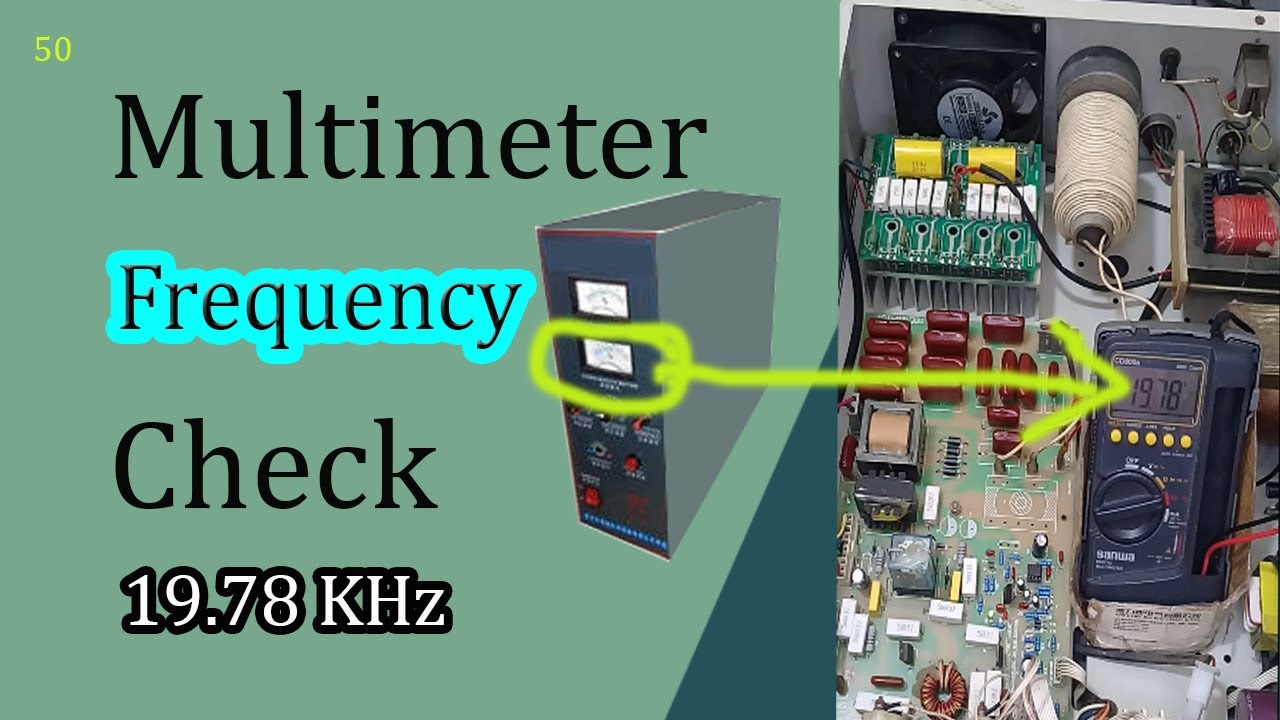 Ultrasonic frequency Check.Digital multimeter show frequency.