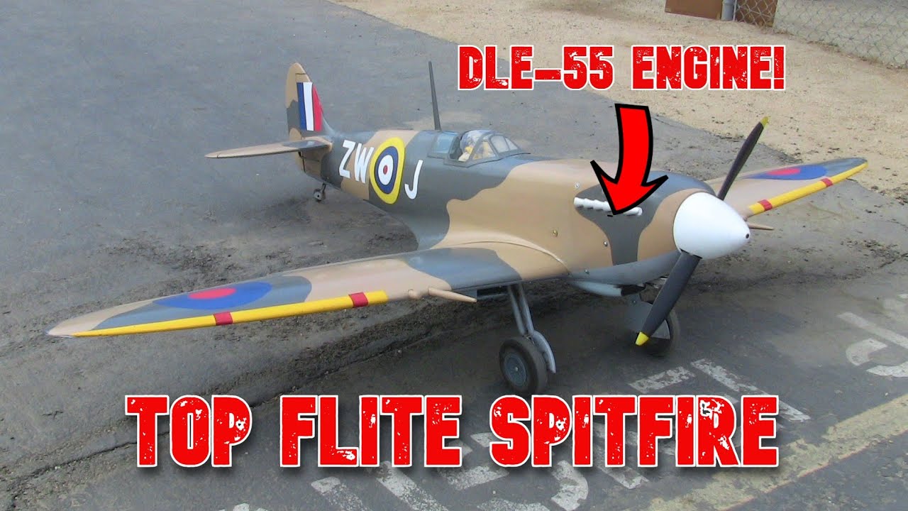 GIANT SCALE Top Flite Spitfire (86.5" wingspan) w/ DLE-55 Engine!