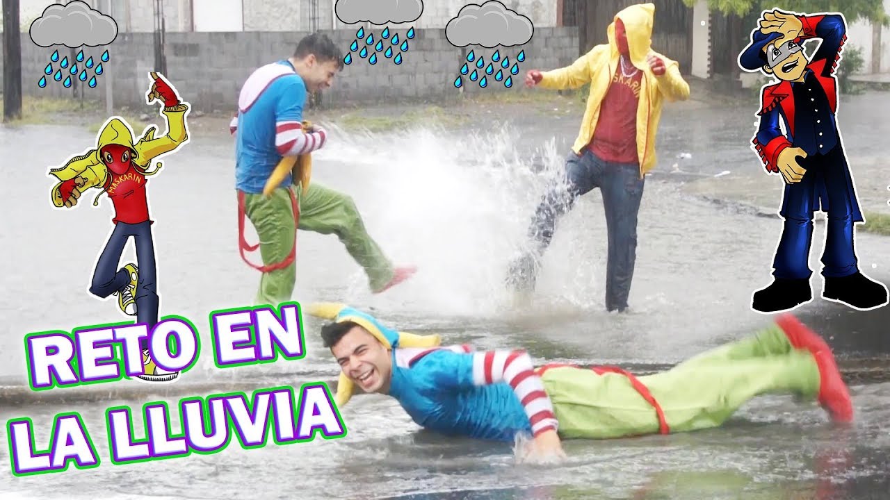 Maskarin juega en la lluvia / Retos en lluvia / Manito y Maskarin