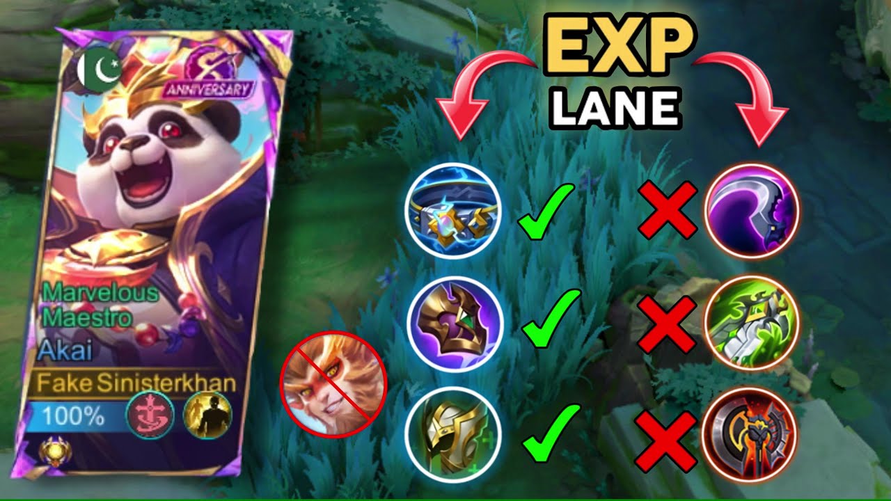 AKAI EXP LANE 😎 !! TRY THIS BUILD WITH AKAI IN EXP 🔥🔥 | BUILD TOP GLOBAL GLOBAL AKAI ~ MLBB