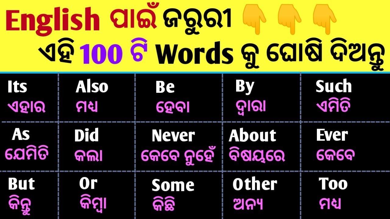 Basic to Advance English Words with Odia Meaning  /  English Word Meaning Odia /  Daily Use Words