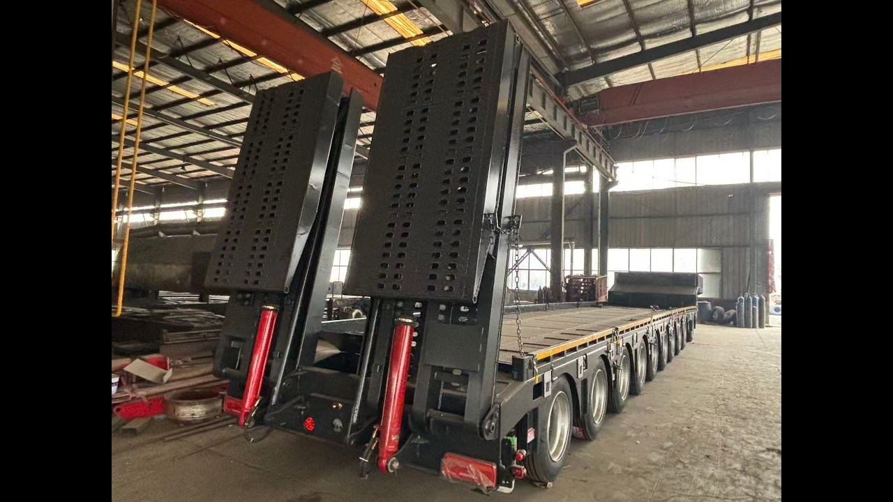 10 axle low bed trailer with air suspension extended steering axles for Central Asia, Kazakhstan
