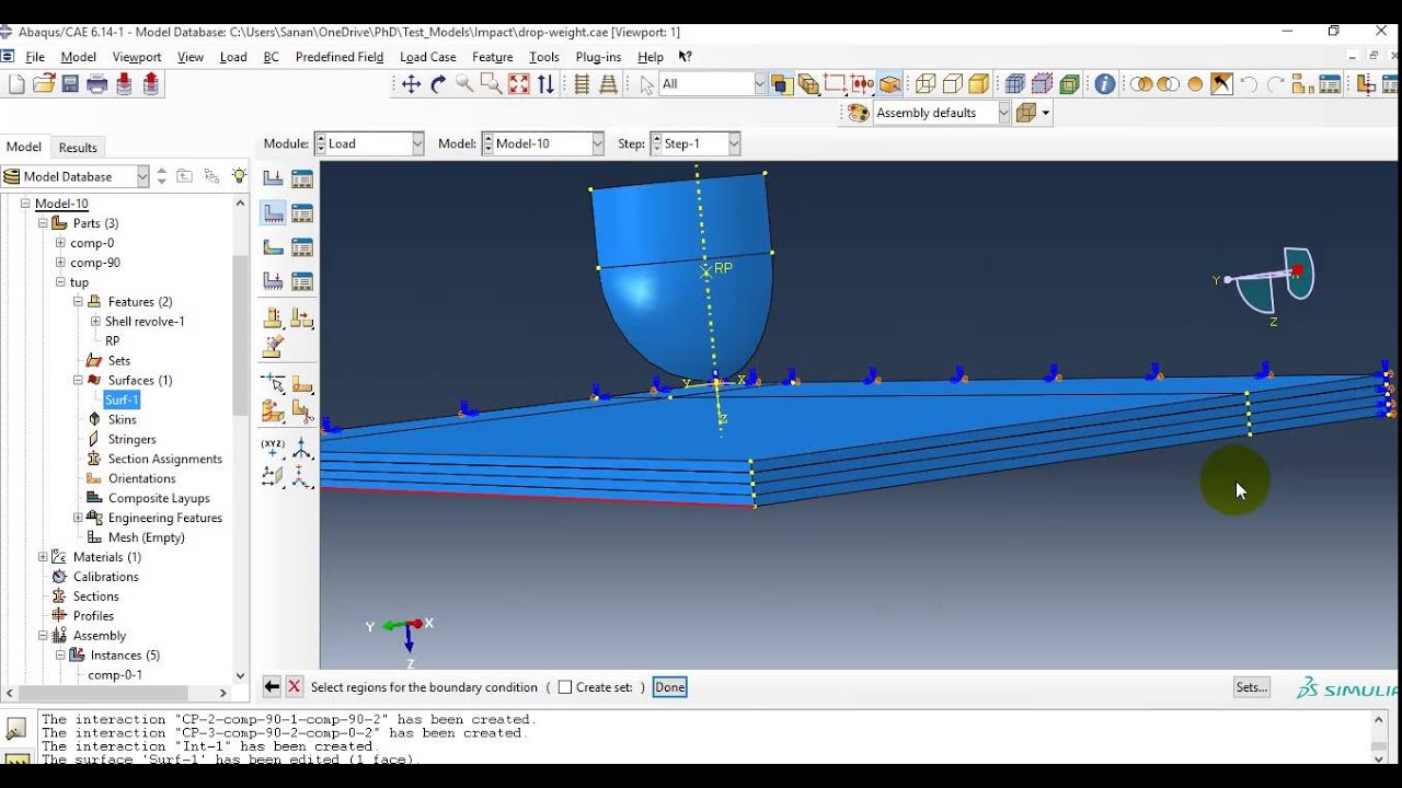Modeling and discussion : Drop weight impact on Fiber reinforced composites