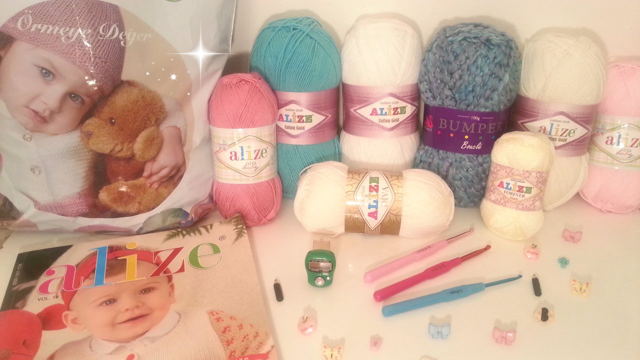 كروشيه اطفال مشتريات + ابر +نصائح للشراء قناة #كروشيه_مع_ناننو  Crochet Haul! yarn- hooks-magazine