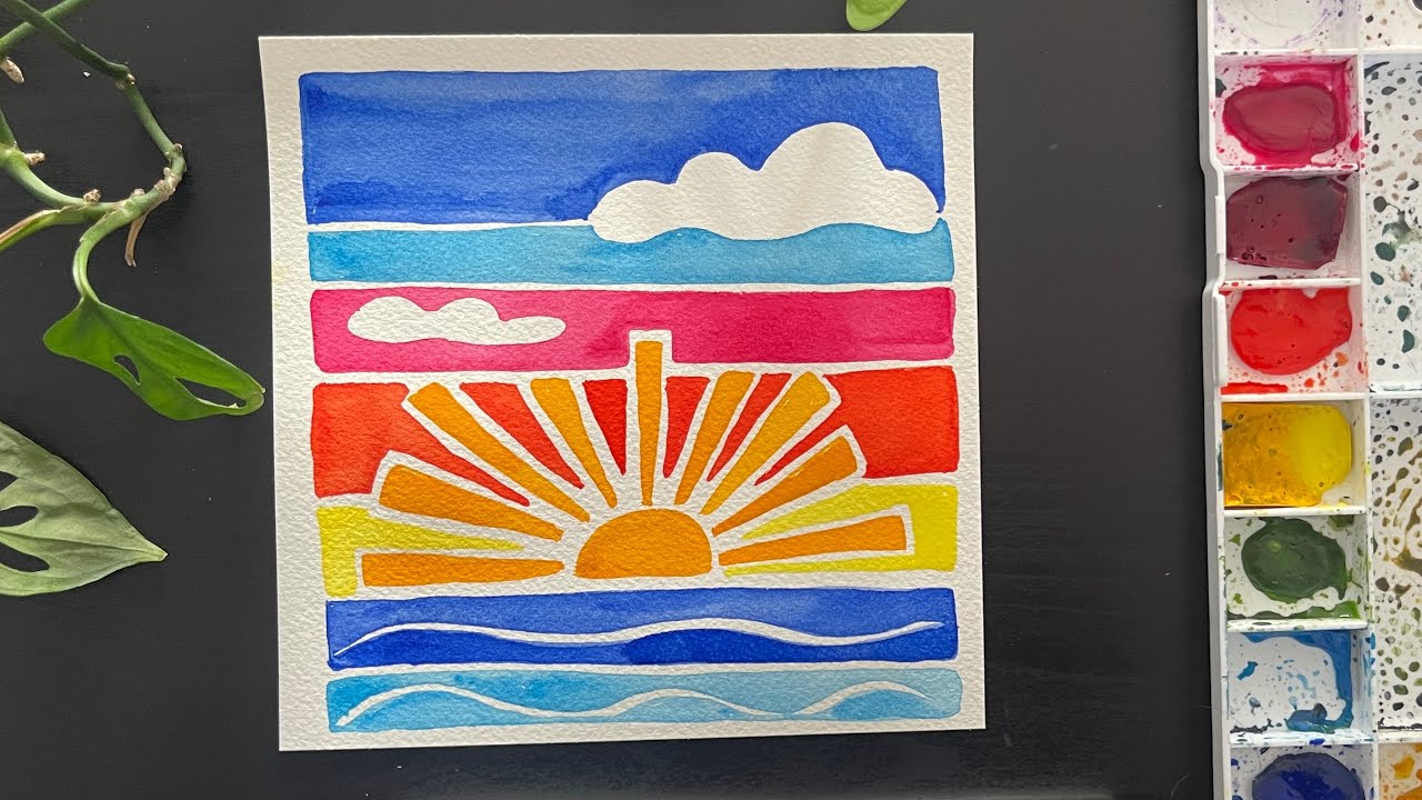 Layered Sunrise | Colorful Watercolor Timelapse