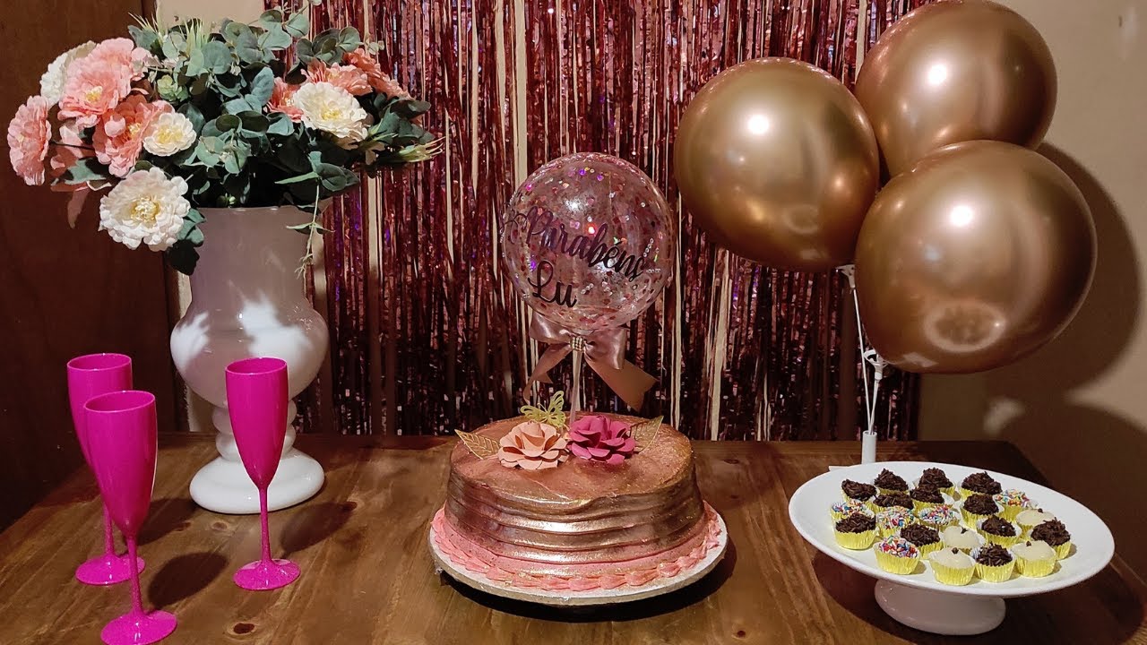 FESTA ROSE GOLD E DOURADO EM CASA GASTANDO POUCO