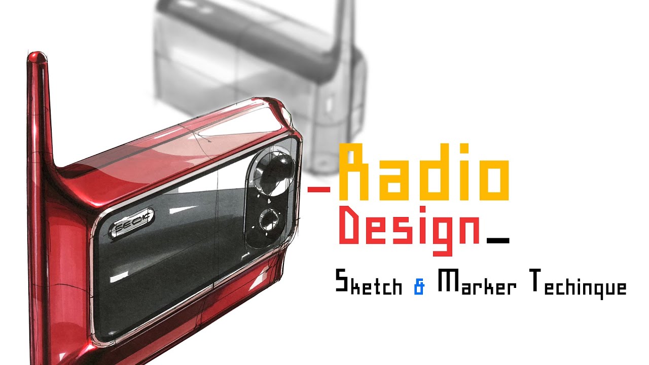 제품 디자인 스케치 & 마카 사용법(Radio design sketch & marker technique)