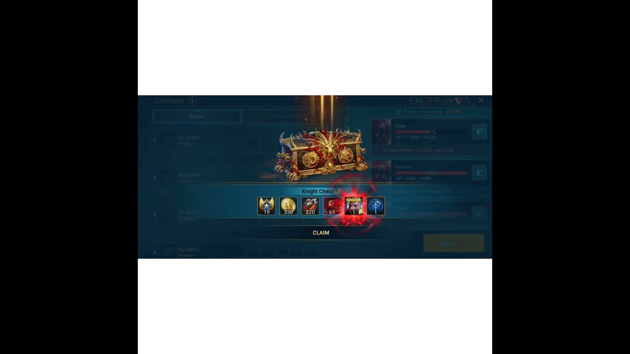 Raid: Shadow Legends- claim weekly Chimera Clan Boss rewards chests(Normal&bull;Knight, Hard&bull;Guardian)