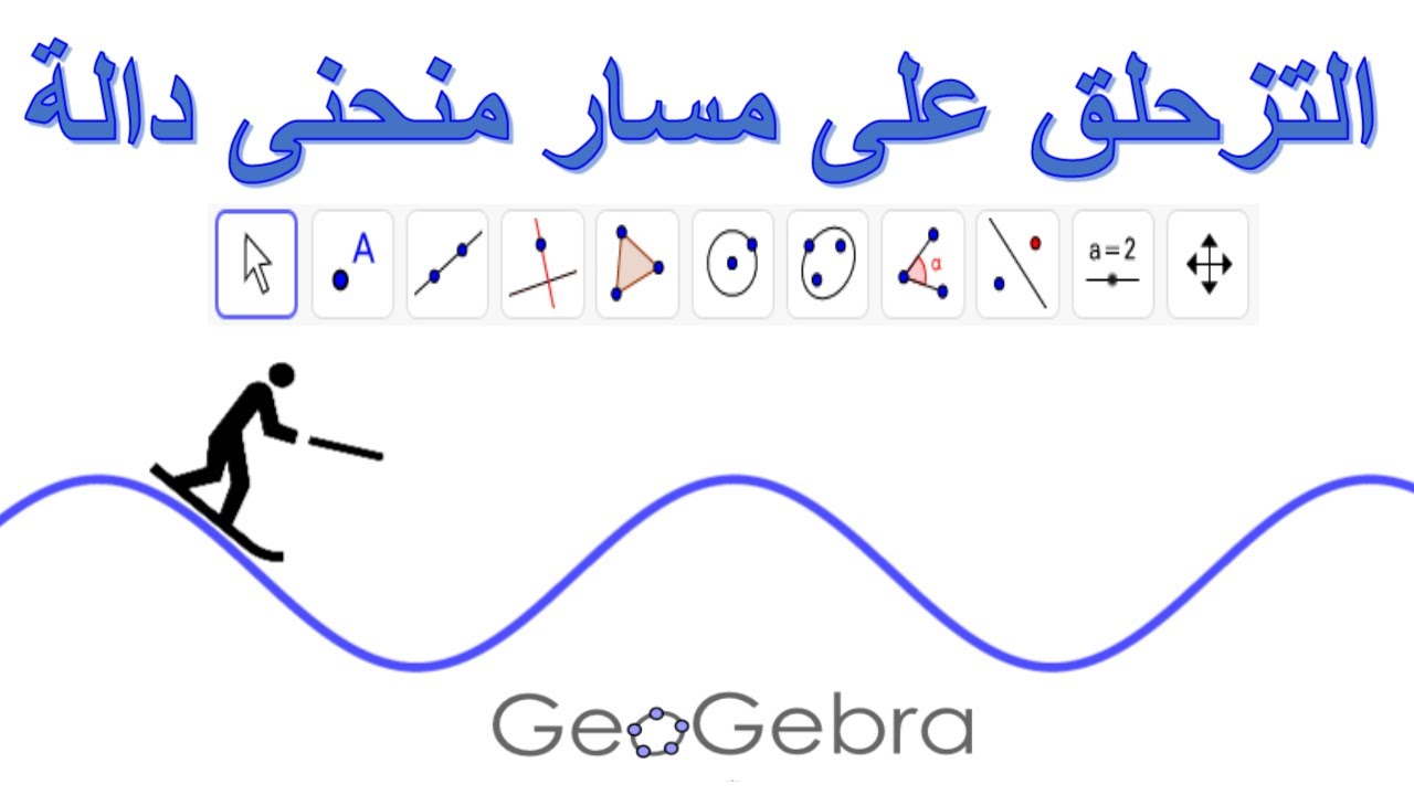 Geogebra ski animation التزحلق على مسار منحنى دالة