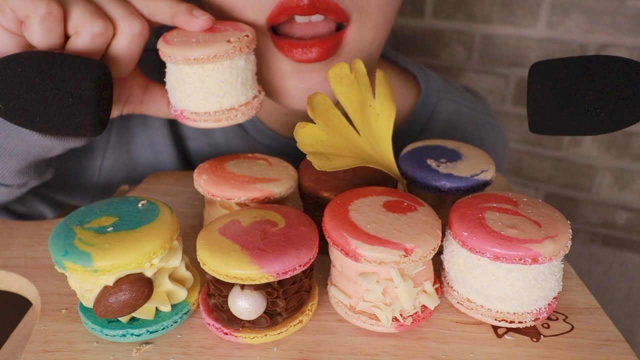 ASMR 5cm!! 얼린 마카롱 뚱카롱 👄 NO TALKING ASMR macaroon eating sound