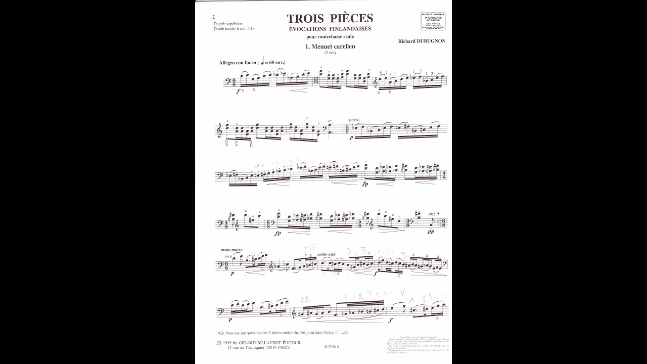 Richard Dubugnon – 3 pièces, Évocations finlandaises (double bass solo)