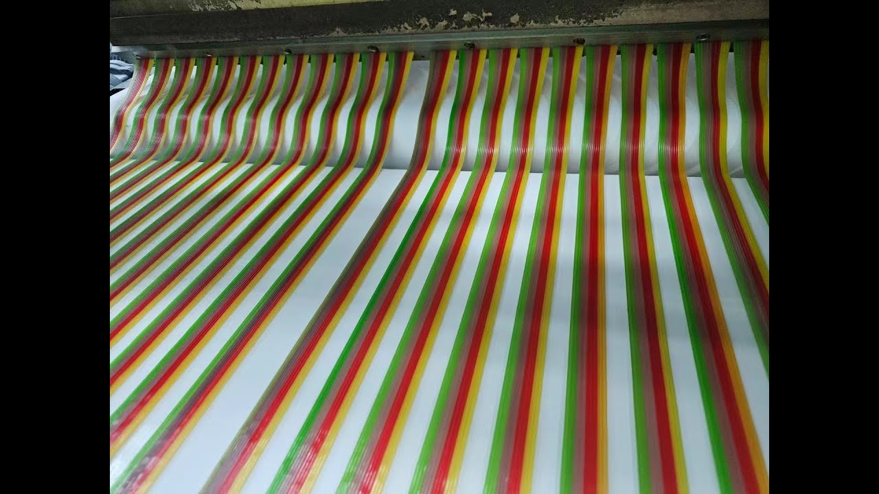 Showcase:Sour belt strip multicolor Candy making machine ,Rainbow Belt Sour Candy production line