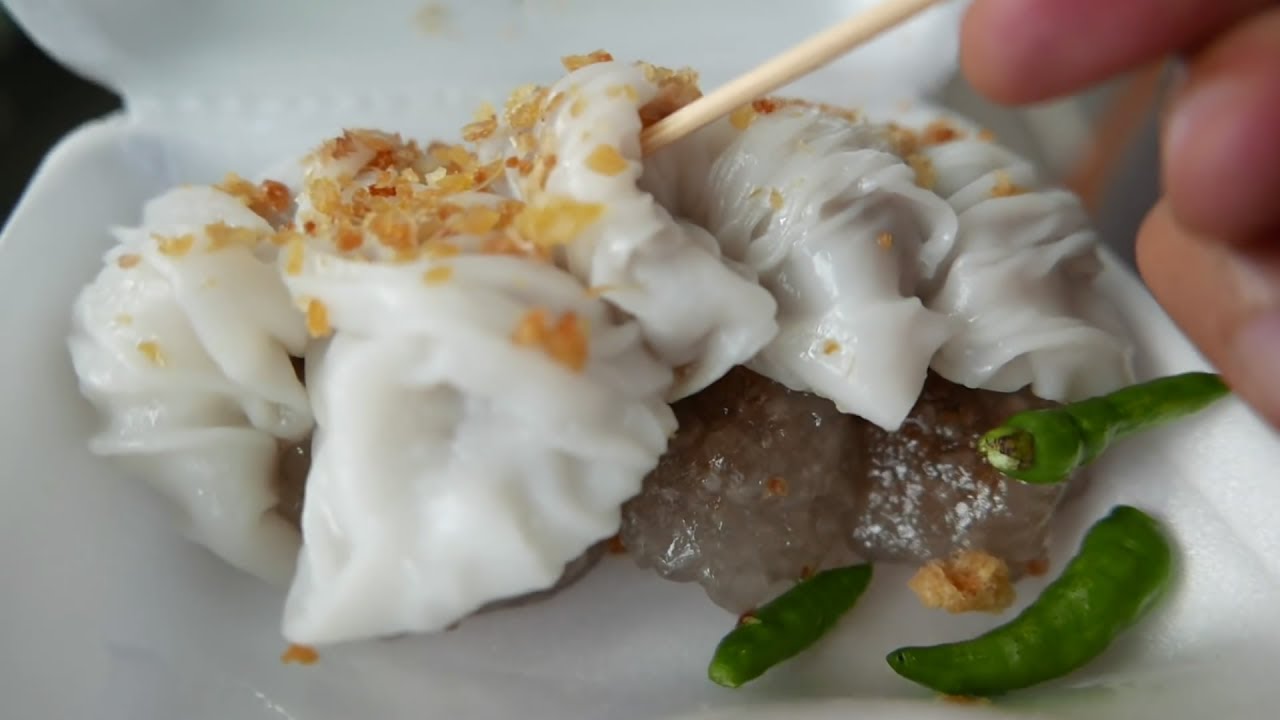 Bangkok Street Food   DUMPLINGS Sakoo Sai Moo Thailand clip