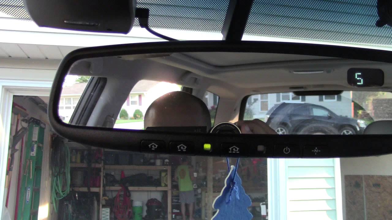 How to setup Subaru HomeLink rear view mirror garage door opener