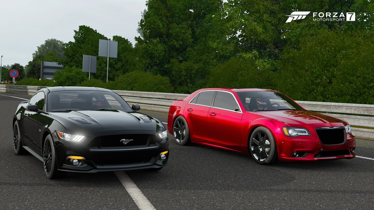 Forza 7 Drag race: Ford Mustang GT (700hp) vs Chrysler 300 SRT8 (693hp)