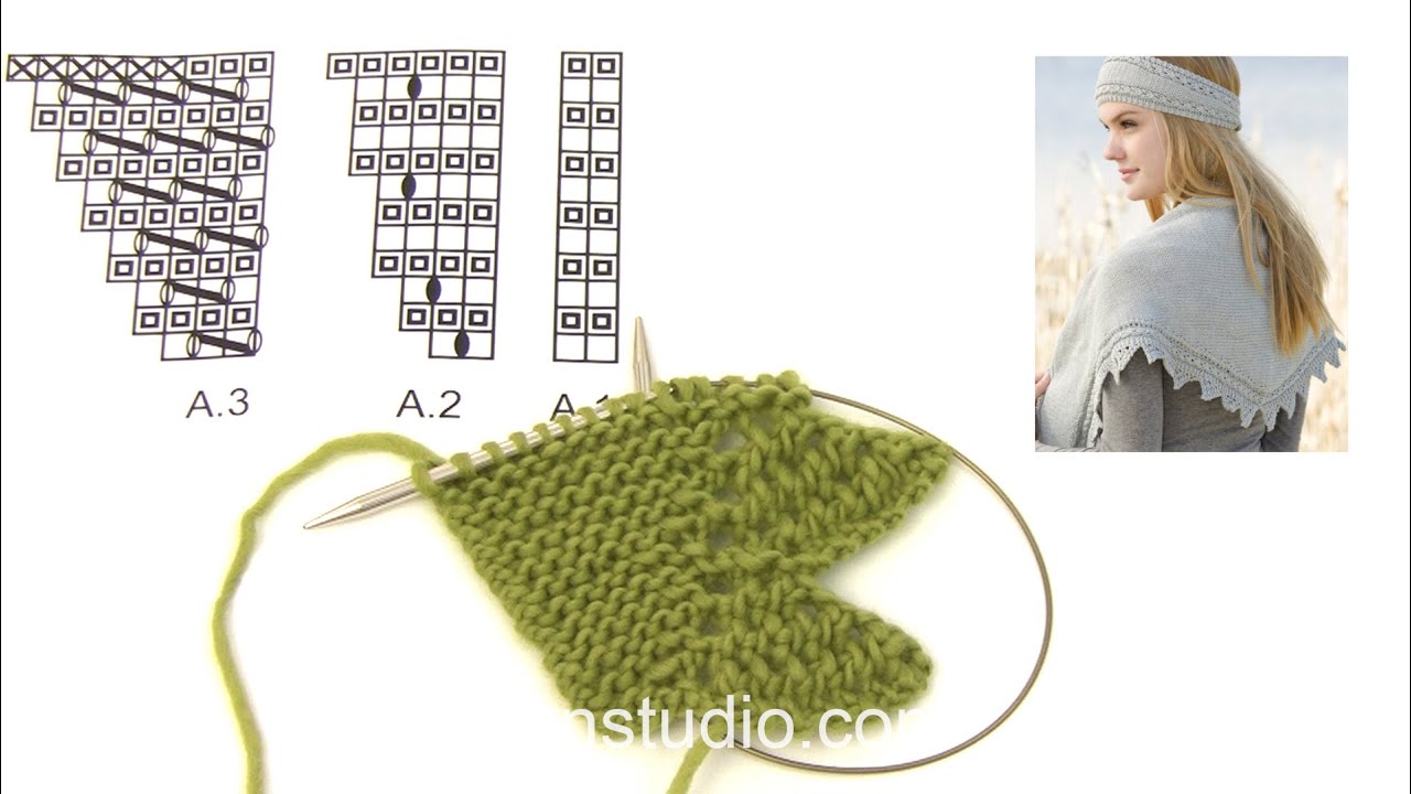 How to knit A.1, A.2 and A.3 for the shawl in DROPS 166-20