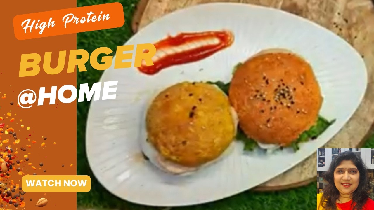 High Protein Lentil Burger | Healthy Homemade Veg Burger Rich in Fibre