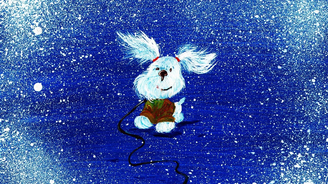 Как нарисовать собачку. Рисуем зимнюю сказку. Рисуем зиму гуашью. Правополушарное рисование.