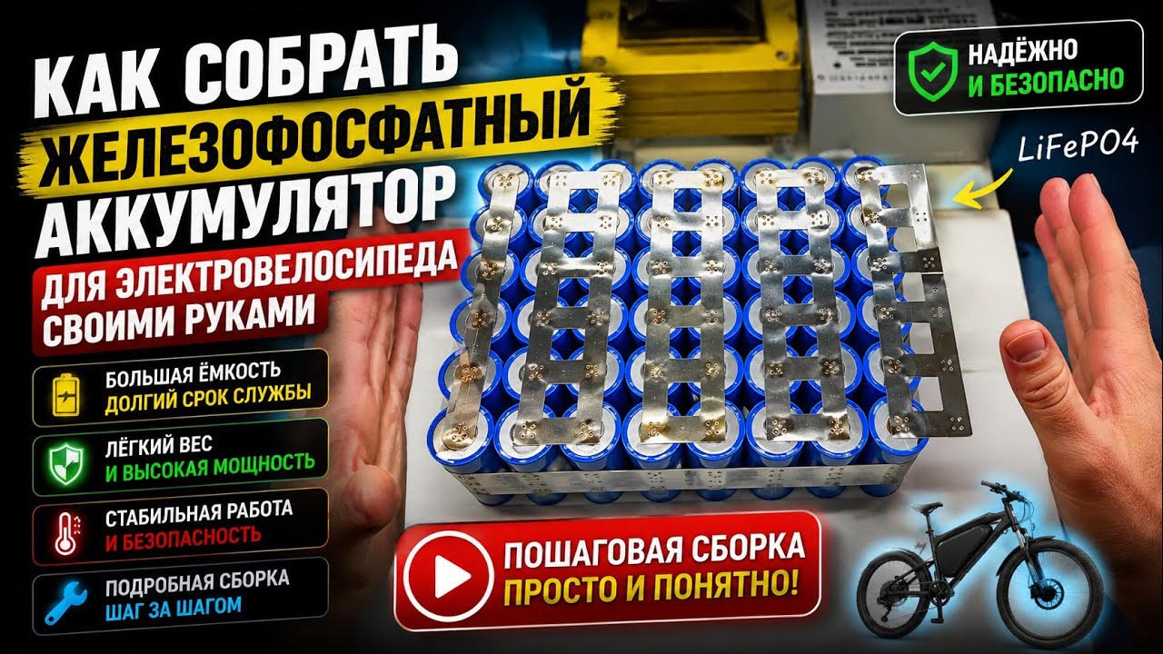 Как собрать железофосфатный аккумулятор для электровелосипеда своими руками