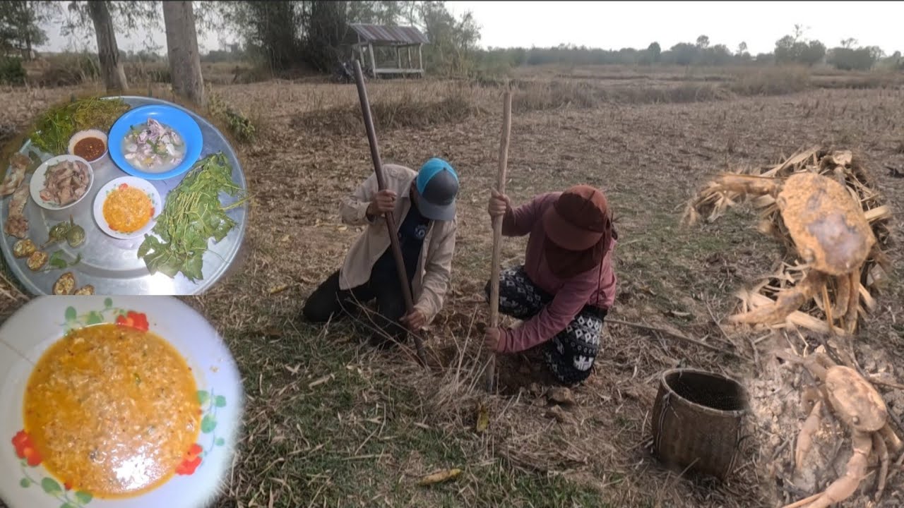ป้นกะปูนากับผักกะเดาต้ม//ປົ້ນກະປູນາກັບຜັກກະເດົາຕົ້ມ