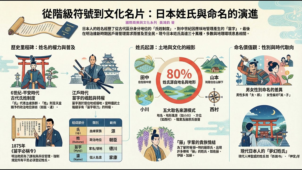從階級符號到文化名片：日本姓氏與命名的演進