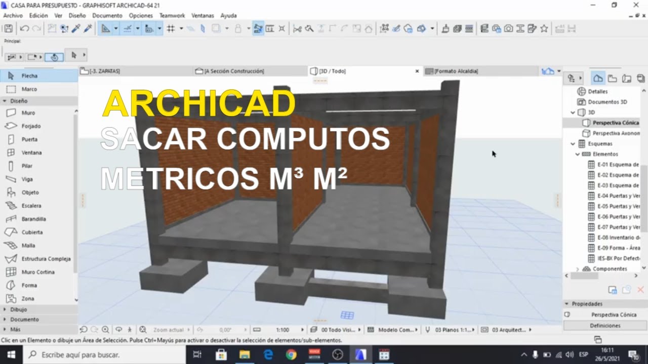 ARCHICAD : Sacar Computos Metricos m³ m²