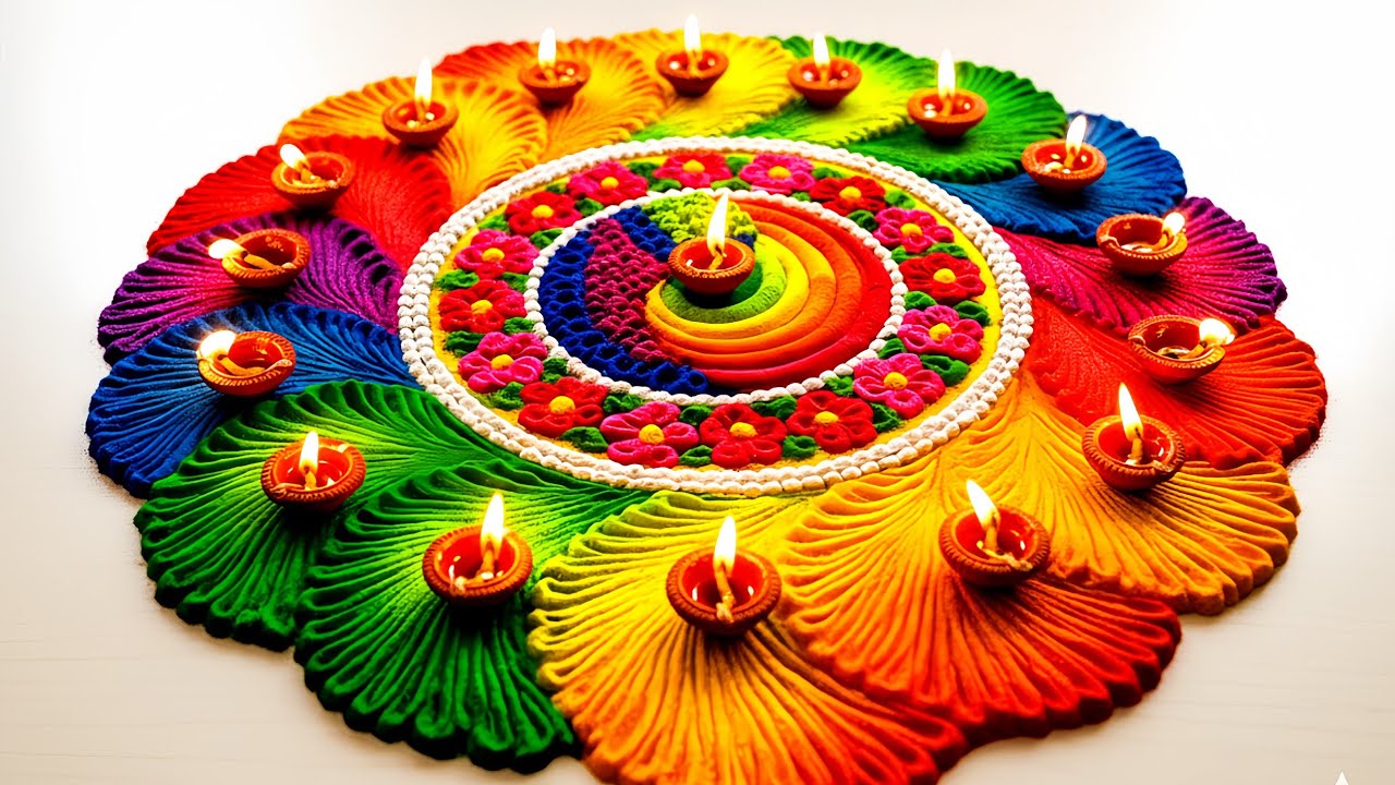 Easy Diya Rangoli Design for Diwali 2025! 🔥 Simple & Easy Deepawali Rangoli Art