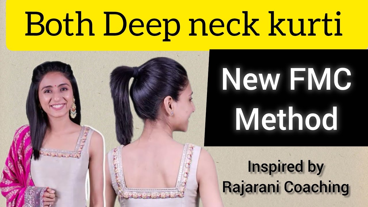 Both Deep Neck Kurti Cutting ✂️ Front & Back Deep Neck | Rajarani Coaching Class Method | #fashion 