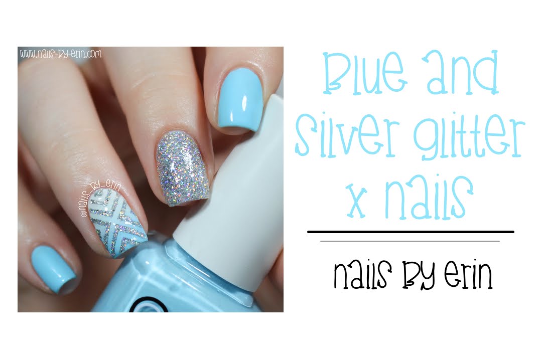 Blue and Silver Glitter X Nails | NailsByErin