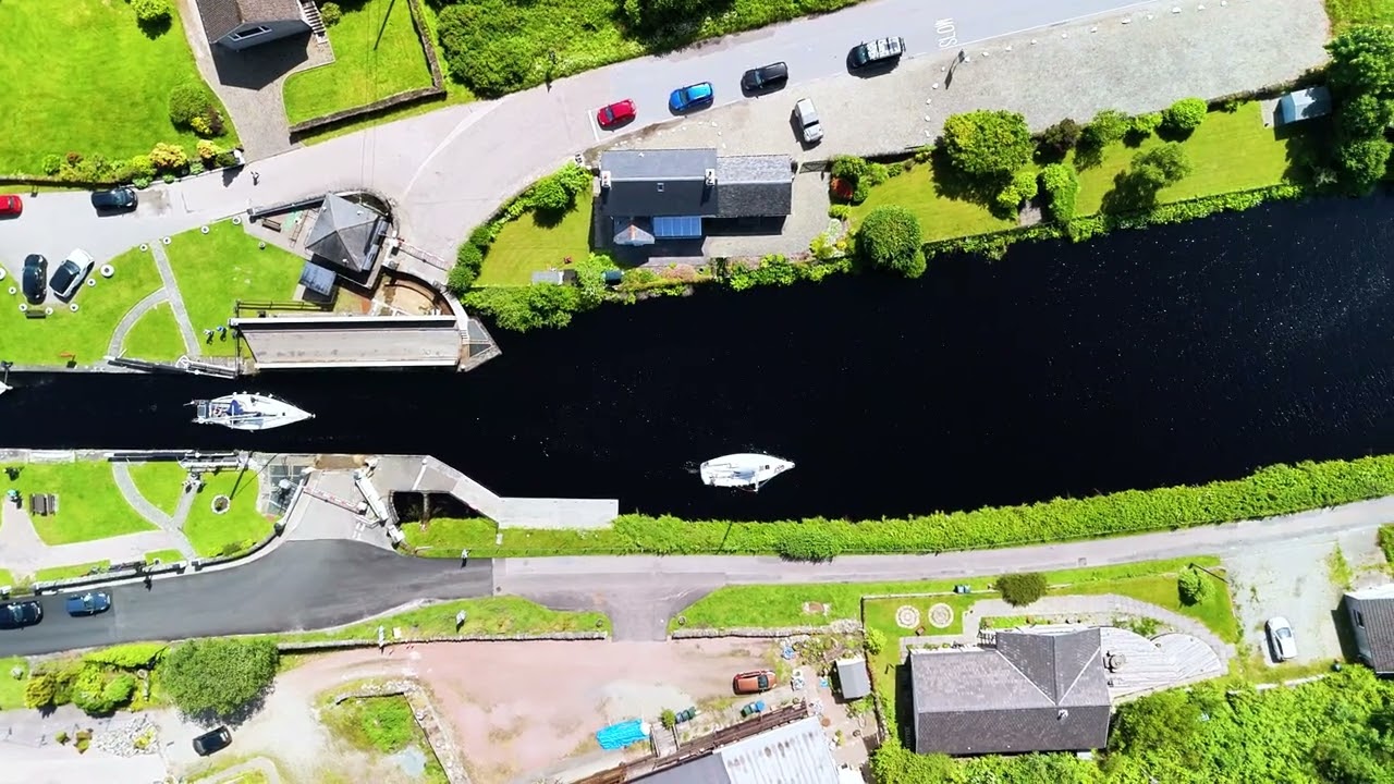 Drone footage of Crinan Canal in Argyll, Sotland