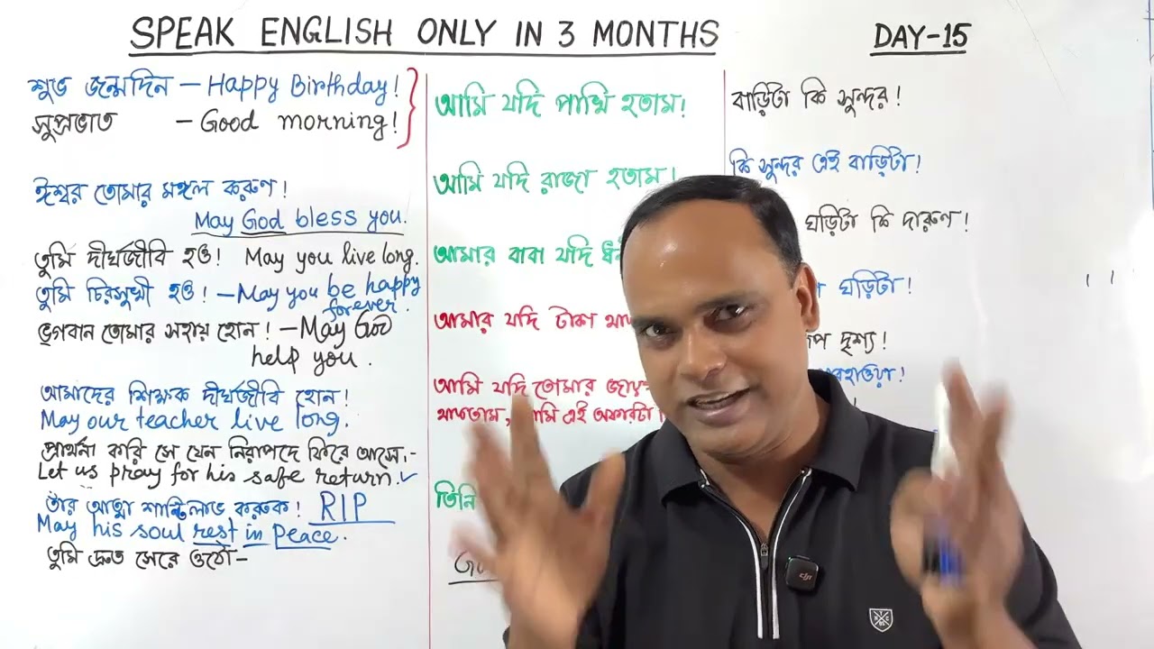 Day-15 | মাত্র ৩ মাসে ইংরেজি বলো | How to Wish, Pray, Bless, Curse | Express Anger, Cheer in English