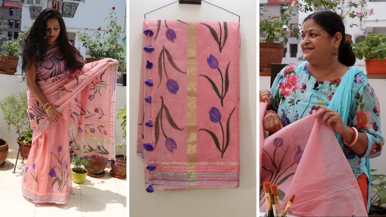 Make Your Own TOM-TOM | Hand Painting Designer Saree Under Rs. 500 {Part-3}