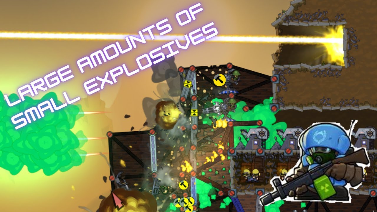Drilling into my enemies with Buster 20mm and a Magnet beam - Forts Multiplayer