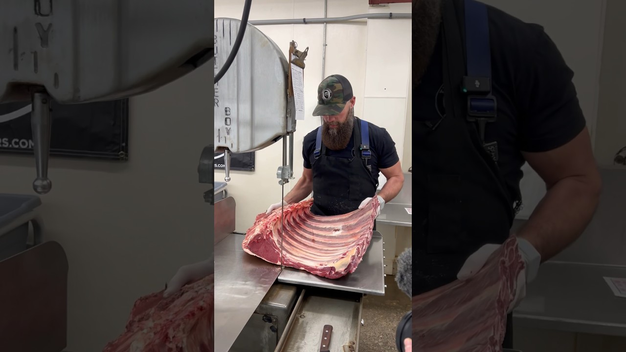 Cutting Bison Short Ribs 🔪🦬 #shorts #bison #butcher #butchering