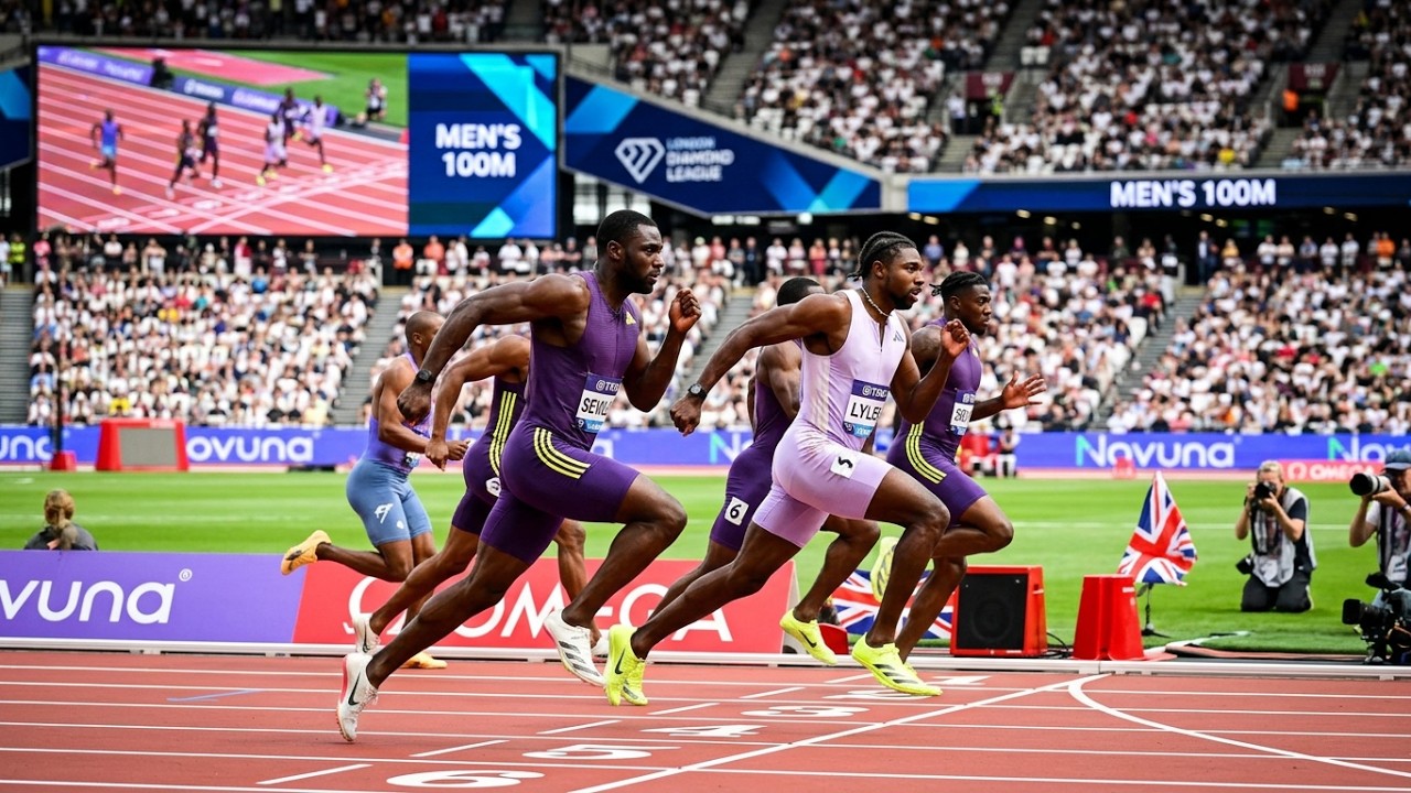 Mens 100m - Wanda Diamond League London Athletics -  Novuna 2026 (Oblique Seville beaten)