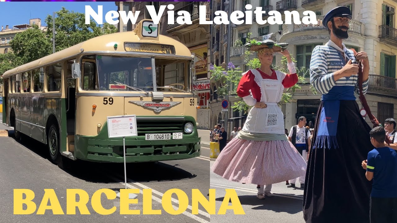 New Via Laietana Inaguration &ndash; Giant Parade & Vintage Bus 🎉 | Barcelona Street Festival 2025