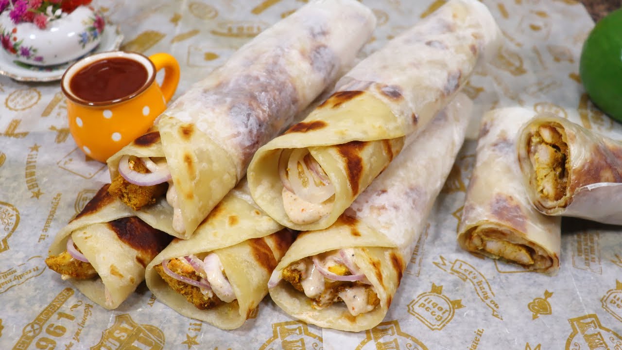 Step By Step Chicken Mayo Garlic Paratha Roll Recipe By Tasty Food With Maria | Chicken Mayo Roll